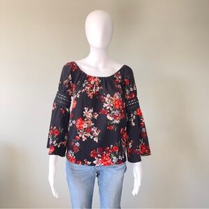 Floral Black Blouse